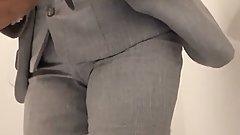 Stepmom peeing toilet work