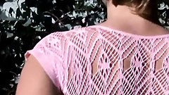 Leila Babe striptease showing her big boobs and pussy outdoor