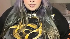 Huge boobs & belly inked SSBBW schoolgirl riding a big cock