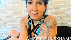 First Time Fuck Machine Preview on Live Webcam with Tattoo Pierced Hottie AmberRocksLive