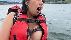 LINA HENAO MASTURBATES ON A KAYAK ON LAKE CALIMA WHILE THERE ARE TOURISTS NEARBY - EXHIBITIONISM