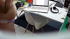 my chubby girlfriend broadcasts on cam while i'm at work