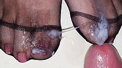 Cum on nylon feet #15