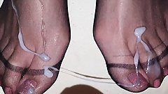 Cum on nylon feet #14