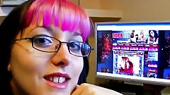 Redhead has anal sex and blowjob in the back of the office