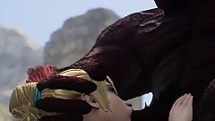 3D Demon Monster Makes Woman Suck Huge Cock