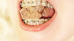 BRACES fetish - ASMR video of eating food MUKBANG...
