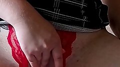 I masturbate my holes close-up in red panties