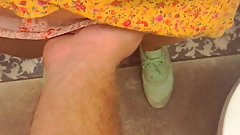 Stranger cum in my panties in restaurant toilet