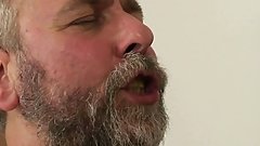 Hairy grandmother in lingerie double penetration