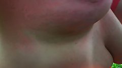 150 hard slaps on her naked breasts in public