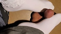 Huge cum load under frilly socks
