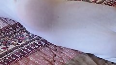 Petite blonde babe Carmen Callaway gets her pussy soaking wet while she rubs her clit