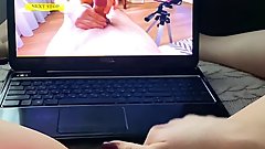 Juicy Pussy Masturbates in a POV Angle watching own kinky vidoes