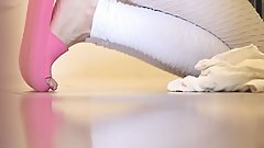 "Branquinha de Leite" catches him masturbating in the bedroom and goes in to help him.